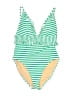 J.Crew Stripes Green One Piece Swimsuit Size 8 - photo 1