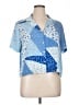 Rose + Olive 100% Polyester Color Block Blue Short Sleeve Blouse Size XL - photo 1