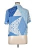 Rose + Olive 100% Polyester Color Block Blue Short Sleeve Blouse Size XL - photo 2