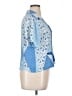 Rose + Olive 100% Polyester Color Block Blue Short Sleeve Blouse Size XL - photo 4