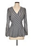 OVI 100% Polyester Stripes Silver Long Sleeve Blouse Size L - photo 1