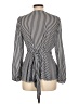 OVI 100% Polyester Stripes Silver Long Sleeve Blouse Size L - photo 2