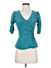 Parker 100% Silk Teal Short Sleeve Silk Top Size XS - photo 1
