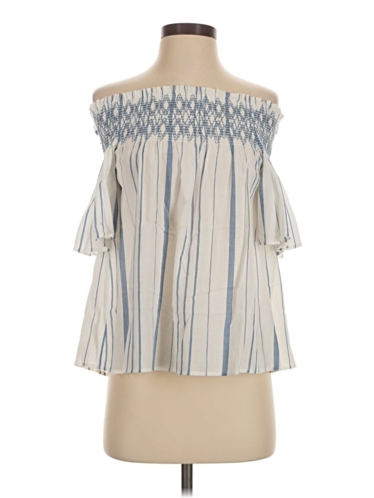 Pre-owned 1.state Short Sleeve Blouse In Ivory