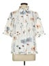 Unbranded Floral Ivory Short Sleeve Blouse Size L - photo 1