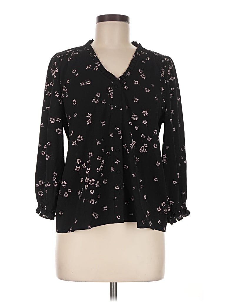 Pre-owned Cece 3/4 Sleeve Blouse In Black