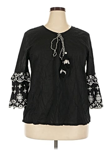 a.n.a. A New Approach 3/4 Sleeve Blouse (view 1)