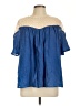 Umgee 100% Polyester Blue Short Sleeve Blouse Size L - photo 1