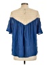 Umgee 100% Polyester Blue Short Sleeve Blouse Size L - photo 2
