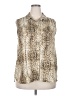 Worthington Animal Print Ivory Sleeveless Button-Down Shirt Size XXL - photo 1
