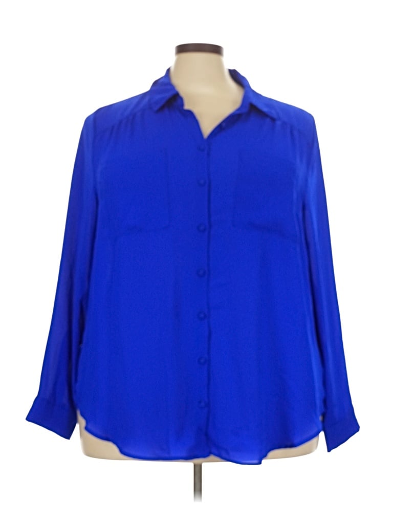 Pre-owned Torrid Long Sleeve Blouse In Blue