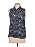 Attention Paisley Blue Sleeveless Button-Down Shirt Size L - photo 1