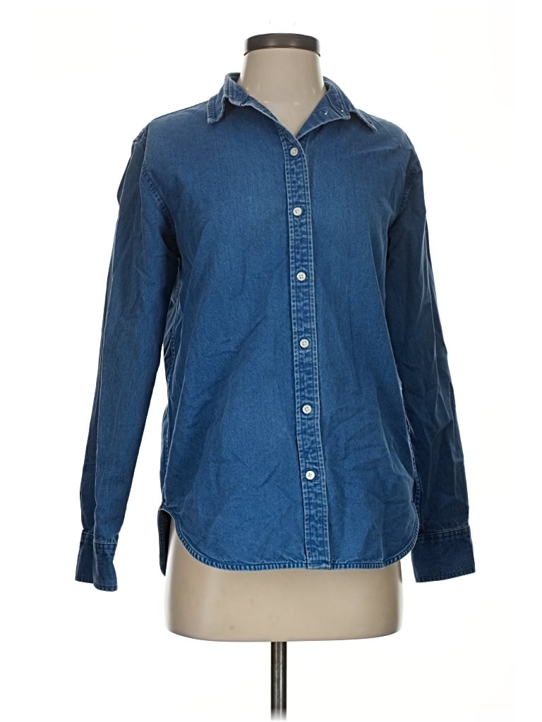 Pre-owned Everlane Long Sleeve Button Down Shirt In Blue