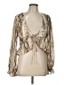 Lalavon 100% Polyester Gold Long Sleeve Blouse Size L - photo 1