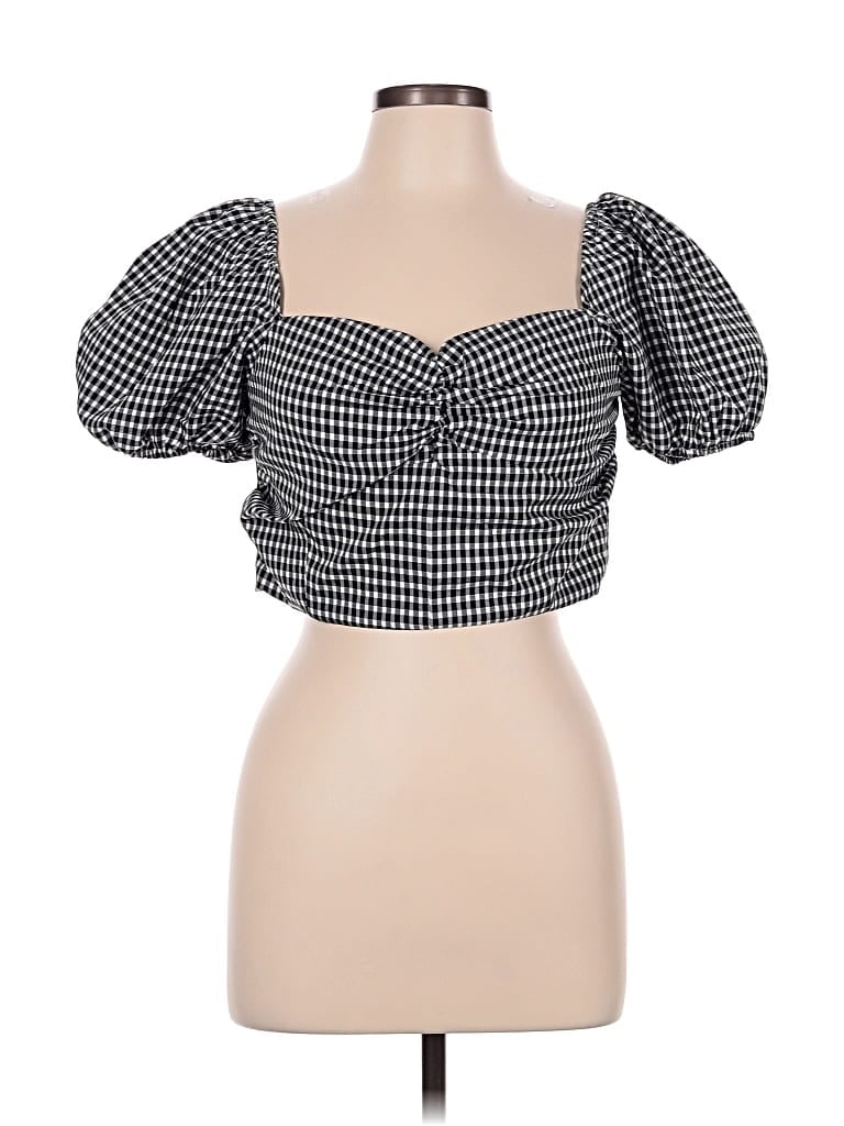 Pre-owned Pink Lily Short Sleeve Top Black Sweetheart Neckline Tops
