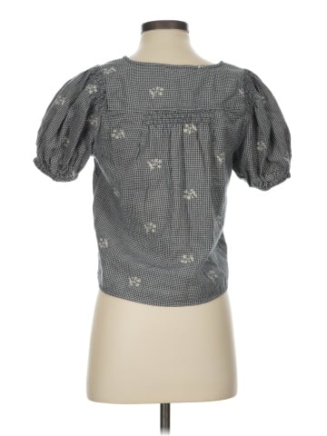Madewell Embroidered Flannel Bubble-Sleeve Crop Shirt (view 2)