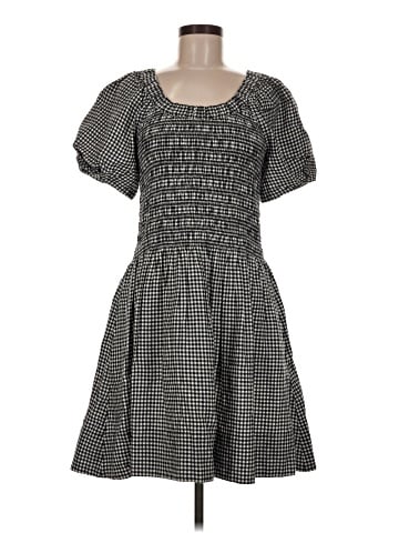 Madewell Smocked U-Neck Mini Dress in Gingham (view 1)
