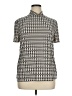 Anne Klein Houndstooth Silver Short Sleeve Blouse Size XL - photo 1