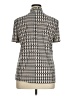 Anne Klein Houndstooth Silver Short Sleeve Blouse Size XL - photo 2