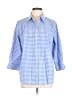 Chaps Checkered-gingham Blue 3/4 Sleeve Button-Down Shirt Size 1X - photo 1