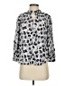 Rebecca Taylor Animal Print Silver 3/4 Sleeve Silk Top Size 4 - photo 1