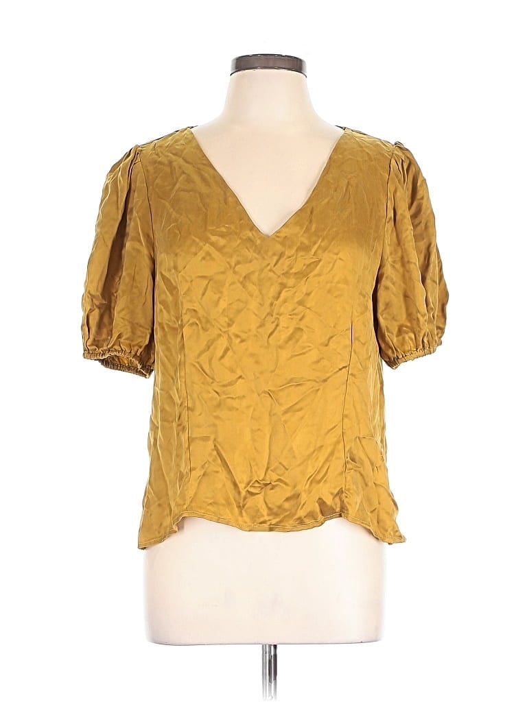 Pre-owned Amour Vert Short Sleeve Blouse In Gold