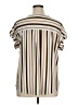 Flower & Feather Stripes Brown Short Sleeve Blouse Size 1X - photo 2