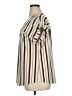 Flower & Feather Stripes Brown Short Sleeve Blouse Size 1X - photo 5