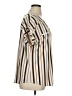 Flower & Feather Stripes Brown Short Sleeve Blouse Size 1X - photo 4