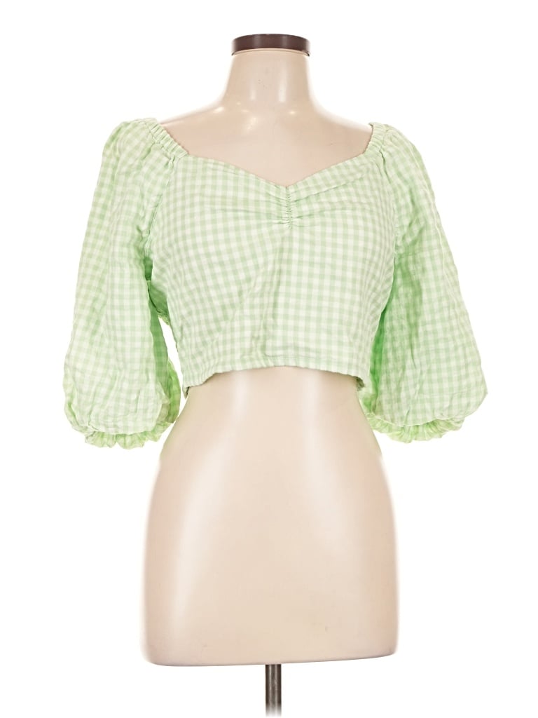 The Drop 3/4 Sleeve Blouse In Green