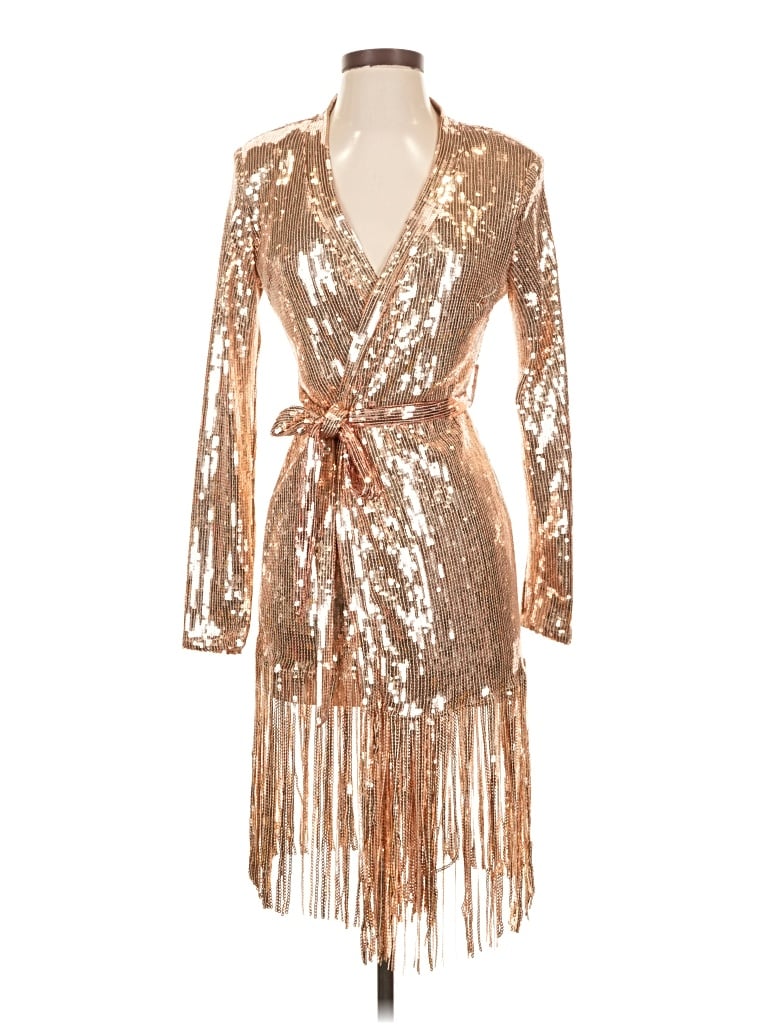Pre-owned Assorted Brands Cocktail Dress In Gold