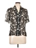 Dana Buchman 100% Silk Animal Print Silver Short Sleeve Silk Top Size 10 - photo 1