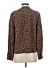 Amour Vert 100% Silk Animal Print Brown Long Sleeve Silk Top Size S - photo 2