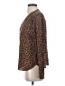 Amour Vert 100% Silk Animal Print Brown Long Sleeve Silk Top Size S - photo 5