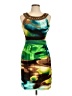 Bisou Bisou Graphic Green Cocktail Dress Size 10 - photo 1