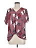 West Kei 100% Polyester Floral Burgundy Short Sleeve Blouse Size M - photo 1