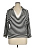 Ann Taylor Factory 100% Cotton Stripes Silver Pullover Sweater Size XL - photo 1