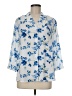 Investments 100% Polyester Floral Blue 3/4 Sleeve Blouse Size M - photo 1