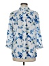 Investments 100% Polyester Floral Blue 3/4 Sleeve Blouse Size M - photo 2