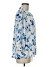 Investments 100% Polyester Floral Blue 3/4 Sleeve Blouse Size M - photo 4