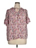Max Studio 100% Polyester Floral Pink Short Sleeve Blouse Size 1X - photo 1