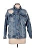 Zara Basic Hearts Blue Denim Jacket Size L - photo 1