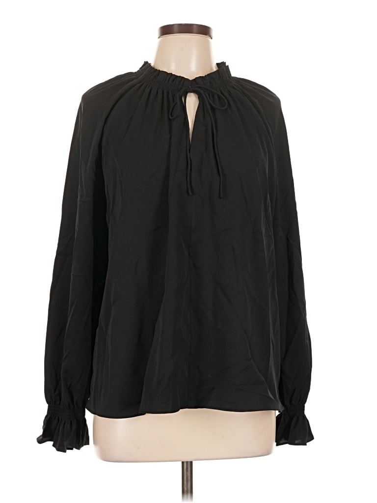 Pre-owned Quince Long Sleeve Blouse In Black