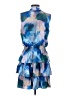 Socialite Tie-dye Blue Cocktail Dress Size S - photo 2
