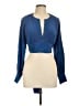 Diane von Furstenberg 100% Polyester Blue Long Sleeve Blouse Size L (estimated) - photo 1