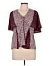 Angie 100% Polyester Burgundy Short Sleeve Blouse Size L - photo 1
