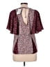 Angie 100% Polyester Burgundy Short Sleeve Blouse Size L - photo 2