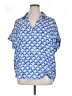 Sigrid Olsen 100% Linen Print Blue Short Sleeve Blouse Size 1X - photo 1