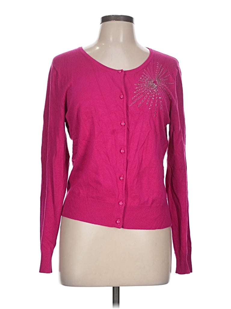 Pre-owned Cable & Gauge Cardigan Sweater In Pink
