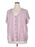 Torrid 100% Rayon Stripes Pink Short Sleeve Blouse Size 3X Plus (3) - photo 1